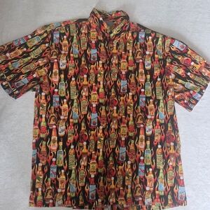 Vintage High Seas Hawaiian shirt Hot Sauce Flames Button Up Colorful XL Made USA